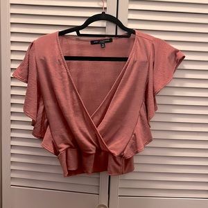 Butterfly sleeve V neck crop